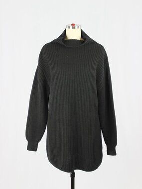 Aritzia WILFRED Montpellier Black Ribbed Mock Neck Mini Sweater Dress, Size XS